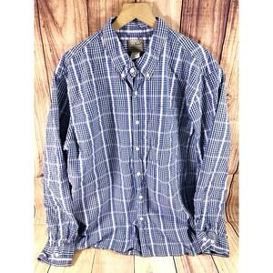 LL Bean Men XL Shirt Blue Plaid Button Down Long Sleeve Item 510010 Trad Fit